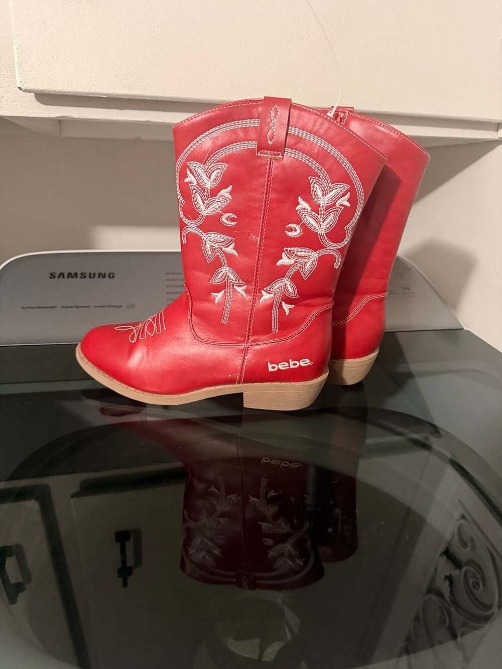 Bebe Girls' Red Cowgirl Boots Classic Western Style Girls's Size 1